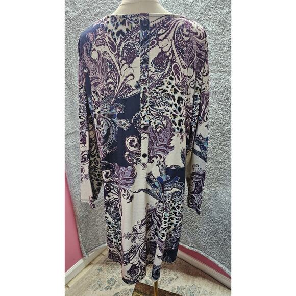 Chico's Paisley Button-Back Sweater Tunic Top Sz 3 XL‎ 16/18 - Picture 3 of 6